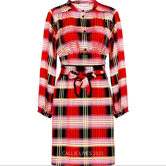 Callie Lives Dresses & Skirts - Elaine Vintage Plaid: Pink Red Black Work Dress